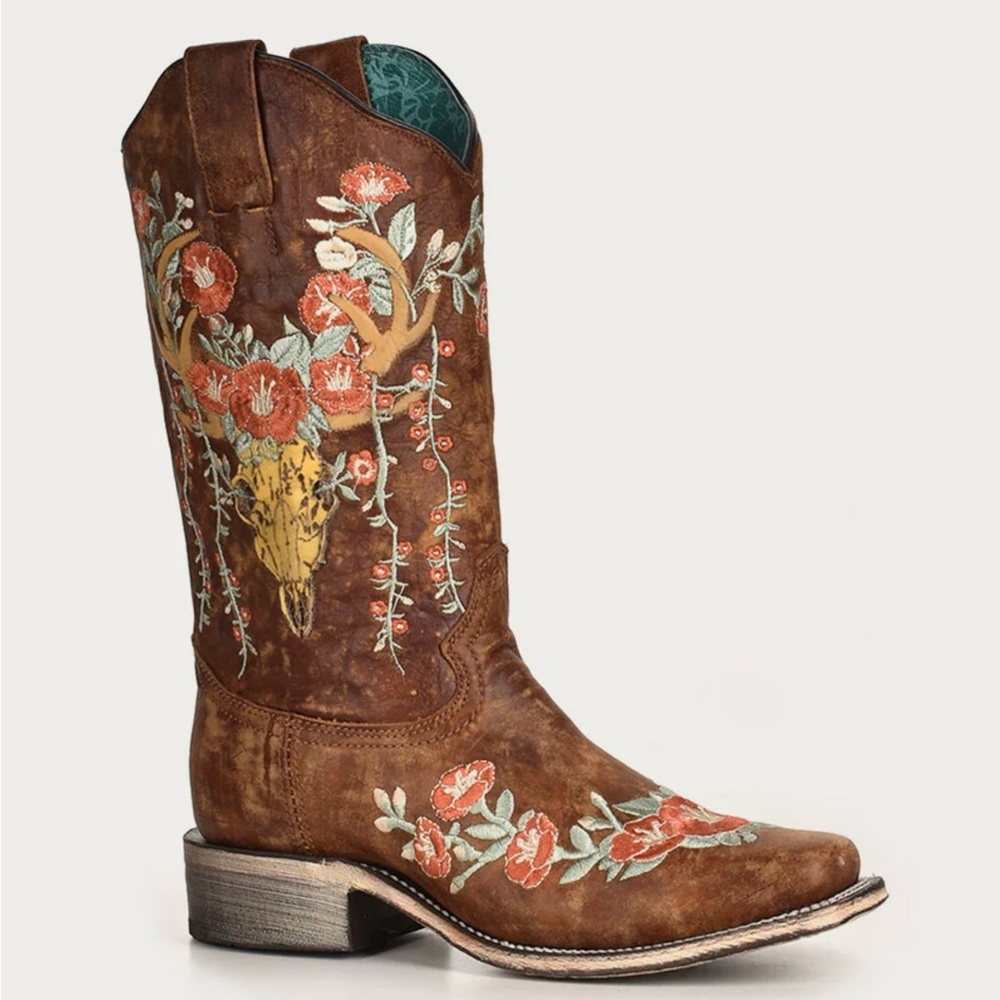Corral Deer Skull Cowgirl Boots